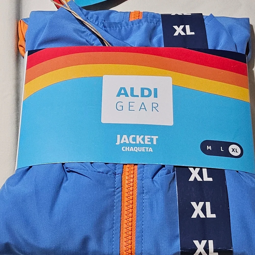 Aldi Gear Tracksuit Men XL Blue Orange Windbreaker Jacket Pants Set Est 1976 NEW